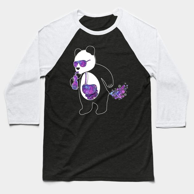 Panda Wear Sunglasses Drinking And Farting Purple Space Dust Baseball T-Shirt by Kawaii_Tees